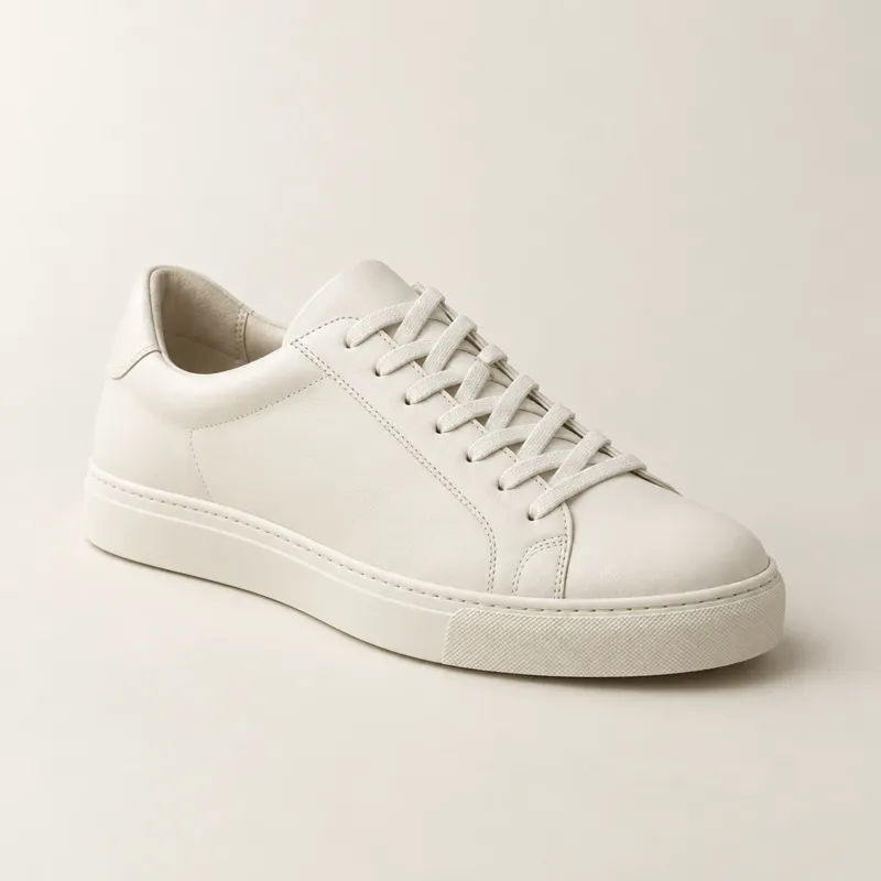 A minimal white leather sneaker