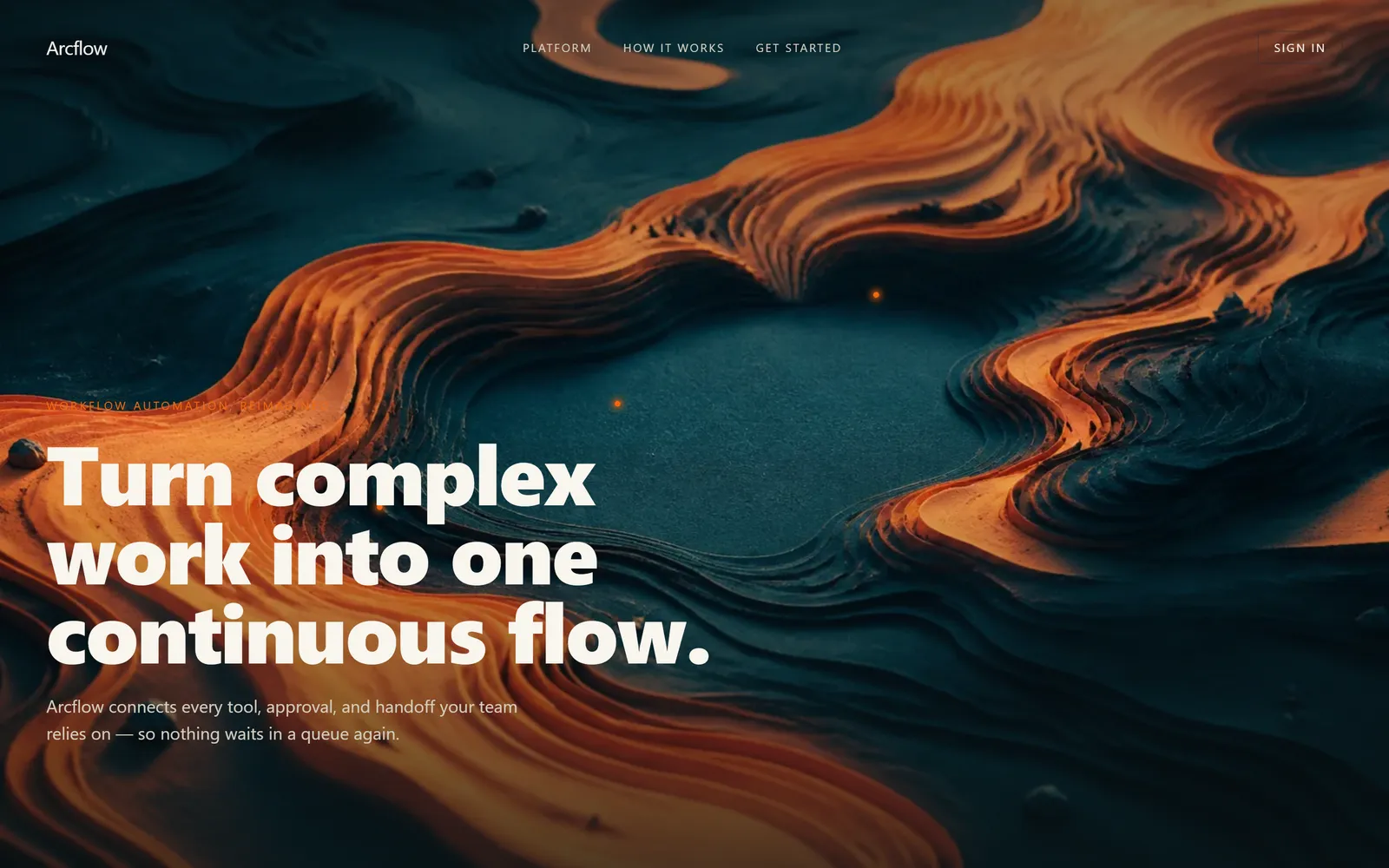 Arcflow Launch, a workflow software launch page template built with Swarmz