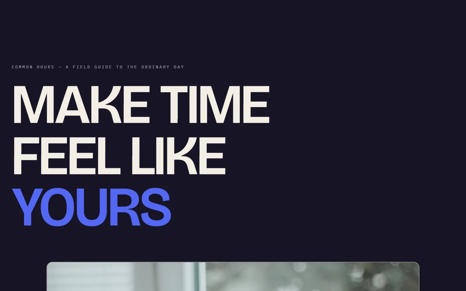 Common Hours Mini, a one-page lifestyle site template built with Swarmz