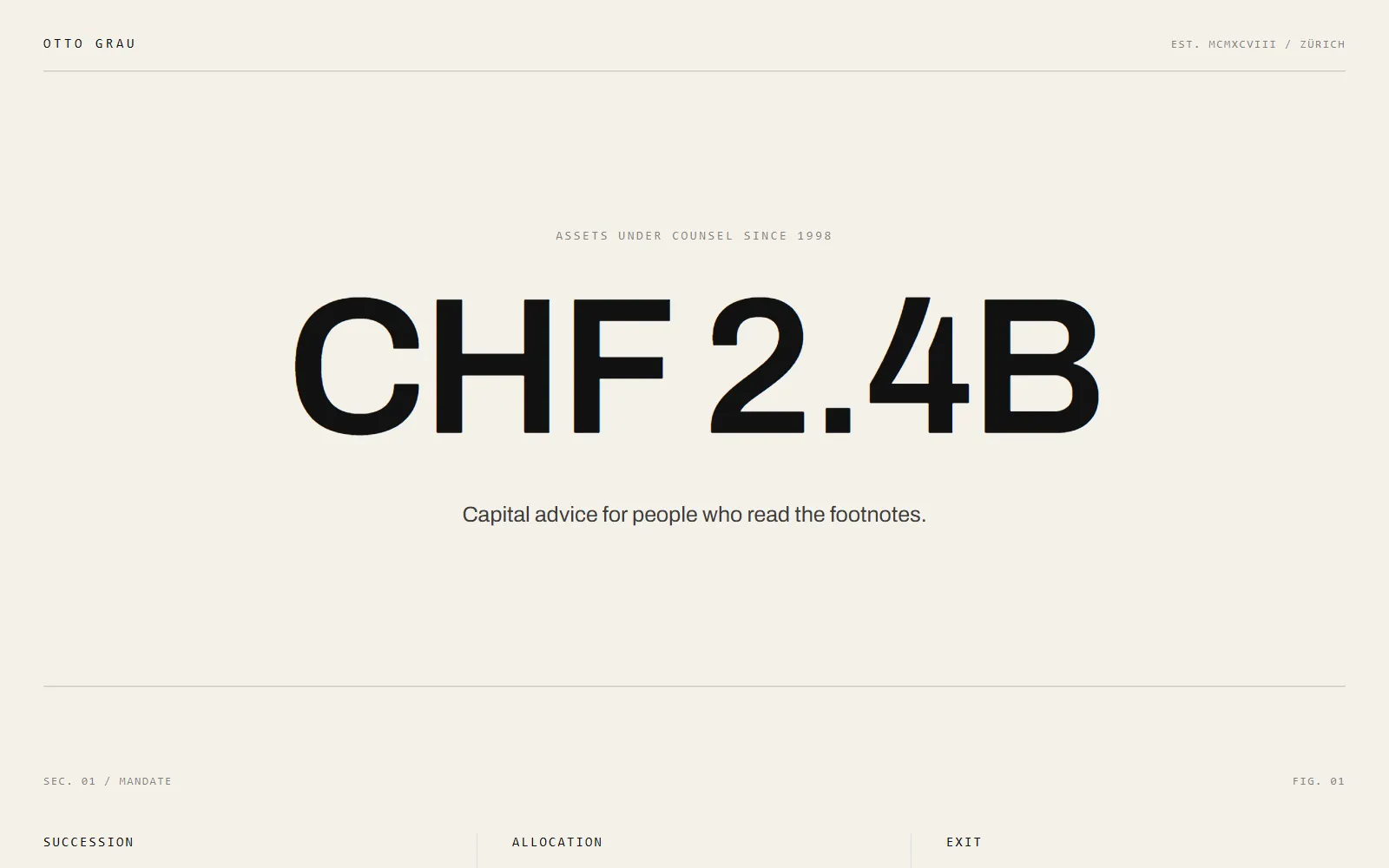 Otto Grau, a capital advisory firm template built with Swarmz