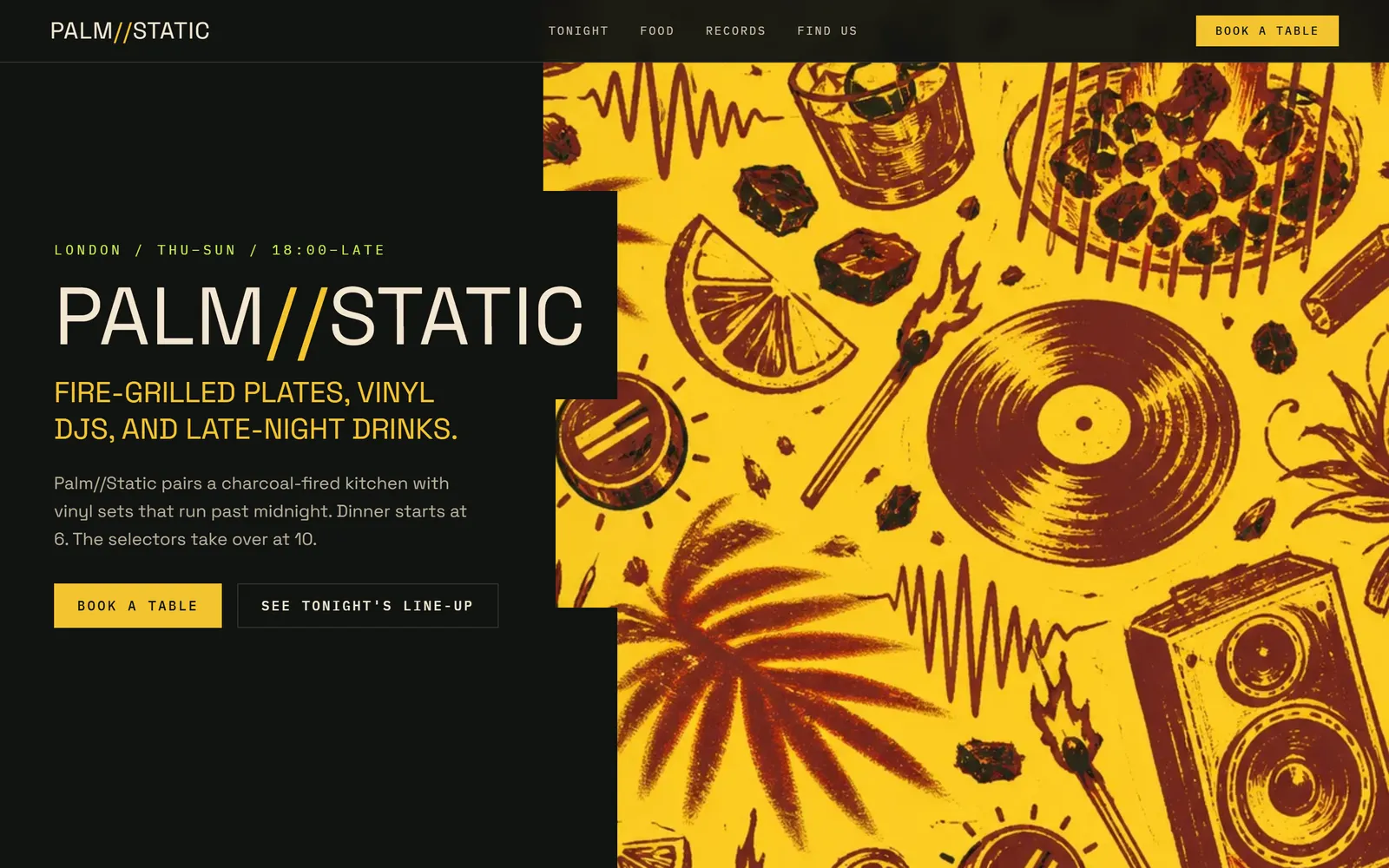 Palm Static — Listening bar and kitchen