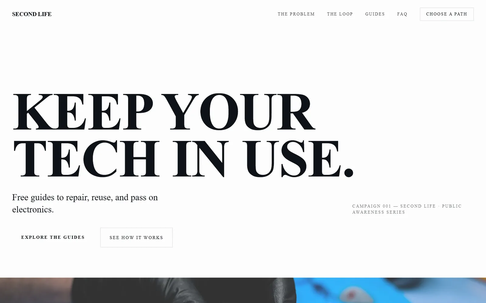 Second Life, a repair campaign site template built with Swarmz