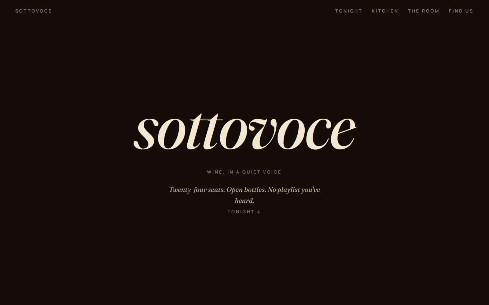 Sottovoce — Wine bar one-pager, built with Swarmz