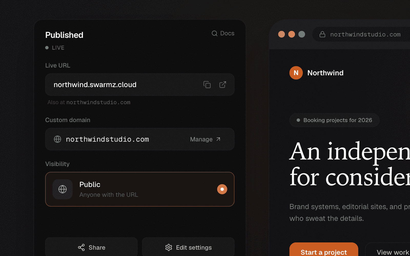 Live on the web from the first build