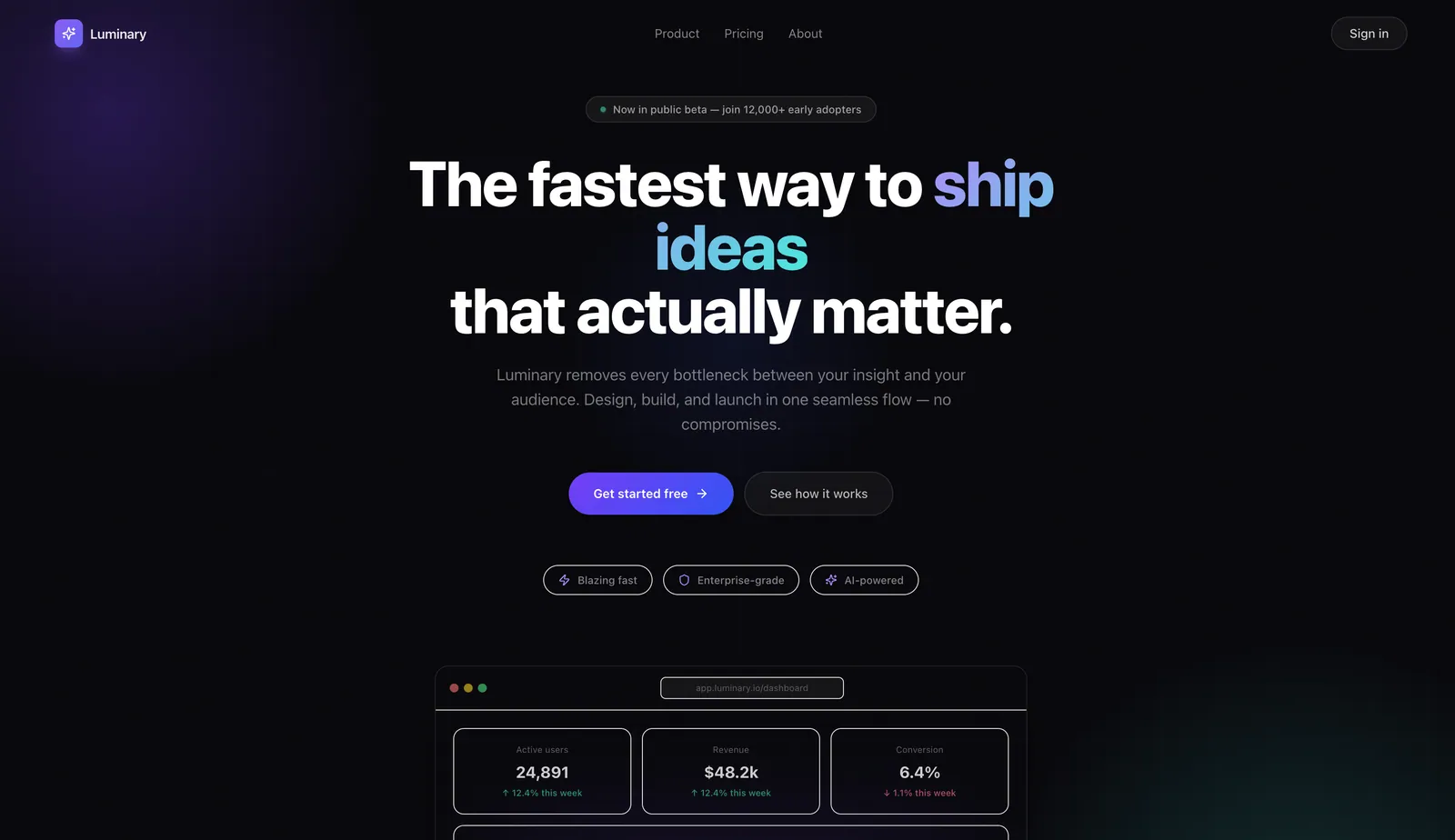 Marketing site built with Swarmz